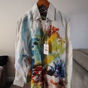 Nwt Robert Ghraham Arizona Linen Button Down Shit